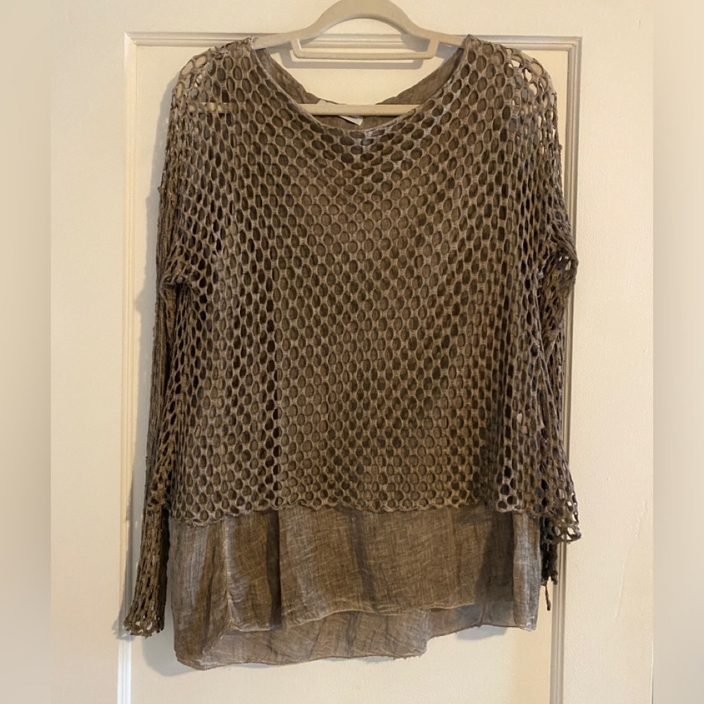La Fille du Couturier Crochet Overlay Tank Top Size Medium